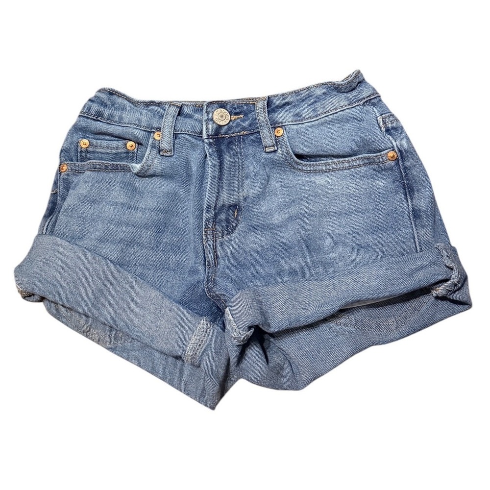 Madden Girl Denim Shorts Womens 00 Blue Jean Cuffed Mini Y2K Indie Festival Zip